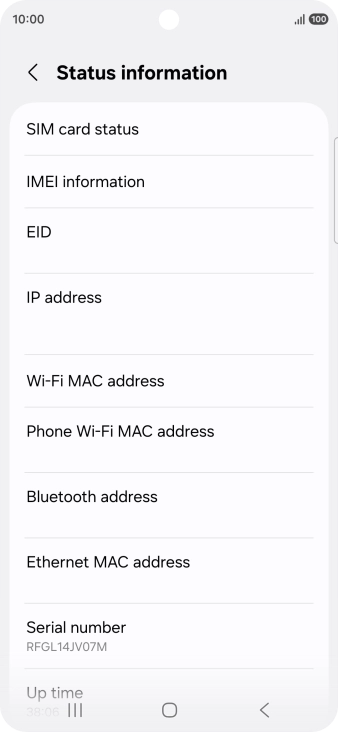 Your phone's EID number is displayed below EID.