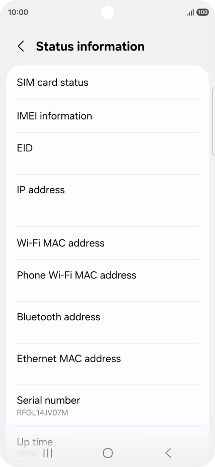 Your phone's EID number is displayed below EID.