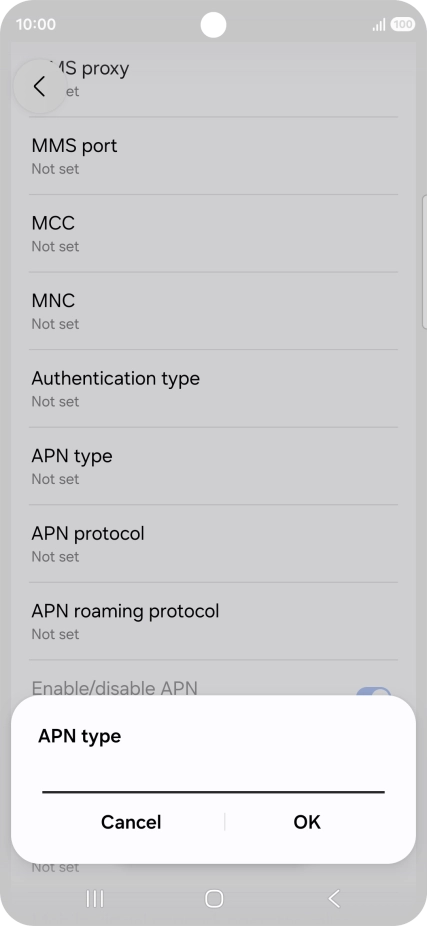 Key in default and press OK.