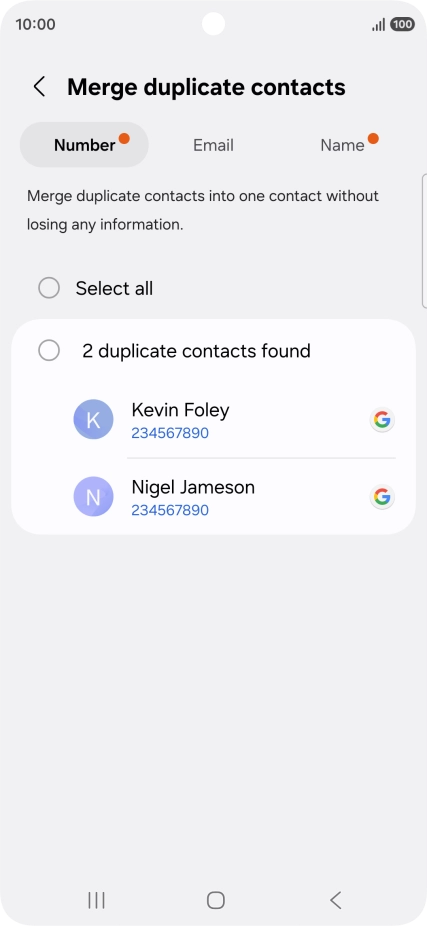 Press the field next to the required number.