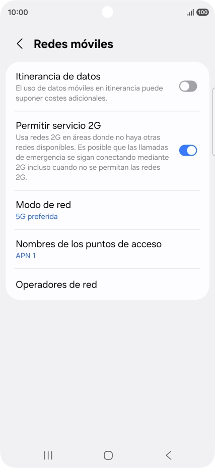 Pulsa Modo de red.