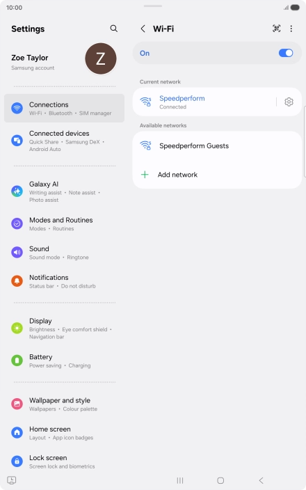 Press the settings icon next to the Wi-Fi network you're connected to.
