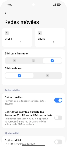 Pulsa la SIM de la línea móvil deseada.