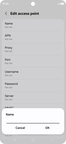 Key in Vodafone Internet and press OK.