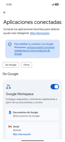 Pulsa el indicador junto a la extensión deseada para activar la función.
