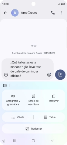 Para comprobar si un texto tiene errores de ortografía o de gramática, pulsa Ortografía y gramática y sigue las indicaciones de la pantalla para utilizar la función.