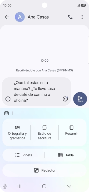Para comprobar si un texto tiene errores de ortografía o de gramática, pulsa Ortografía y gramática y sigue las indicaciones de la pantalla para utilizar la función.