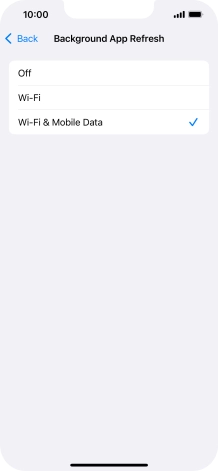 To turn off background refresh of apps, press Off.