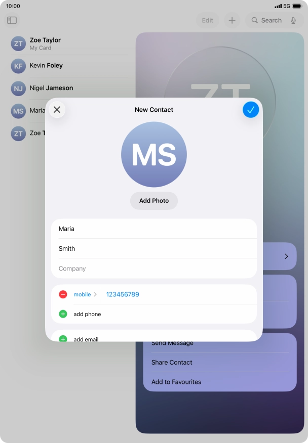 Press the confirm icon.