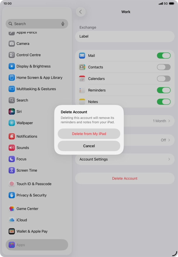 Press Delete from My iPad.