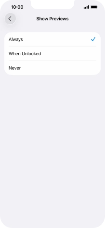 To select notification preview on the lock screen, press Always.