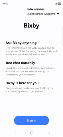 Press Sign in and follow the instructions on the screen to log on to your Samsung account.