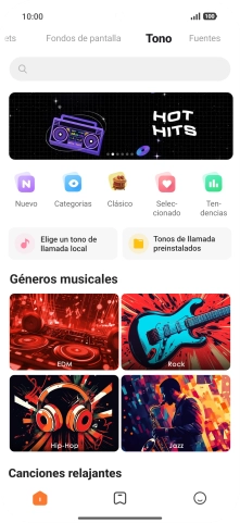 Si deseas seleccionar un timbre de llamada que no sea un timbre de llamada predeterminado, pulsa Elige un tono de llamada local y sigue las indicaciones de la pantalla para seleccionar la melodía deseada.