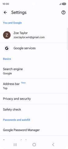 Press Privacy and security.
