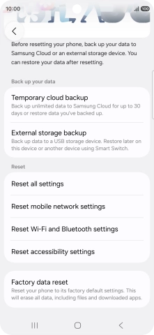 Press Reset mobile network settings.