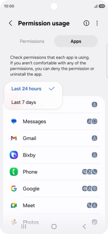 Press the required setting.