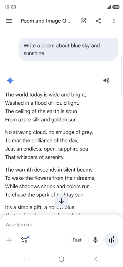 You can ask Gemini to generate a text based on your description.