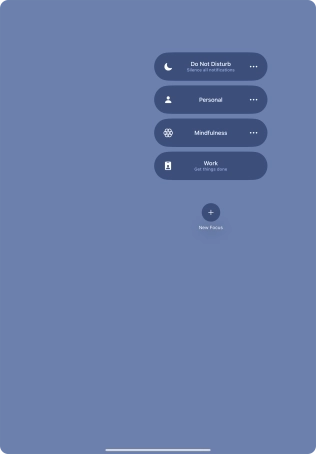Press the required focus mode to activate or deactivate it immediately.