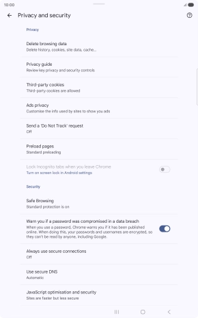 Press Delete browsing data.