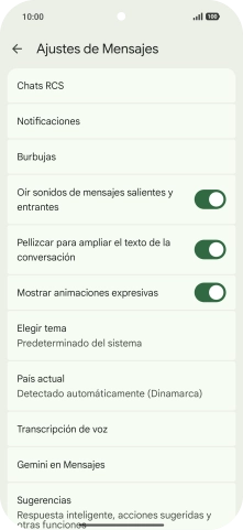 Pulsa Gemini en Mensajes.