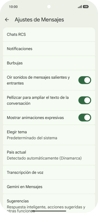 Pulsa Gemini en Mensajes.