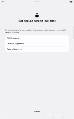 Press the required lock code and follow the instructions on the screen to create an additional lock code.