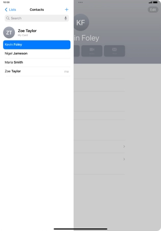 Press the required contact.
