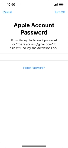 Key in the password for your Apple ID and press Turn Off. Wait a moment while the factory default settings are restored. Follow the instructions on the screen to set up your phone and prepare it for use.