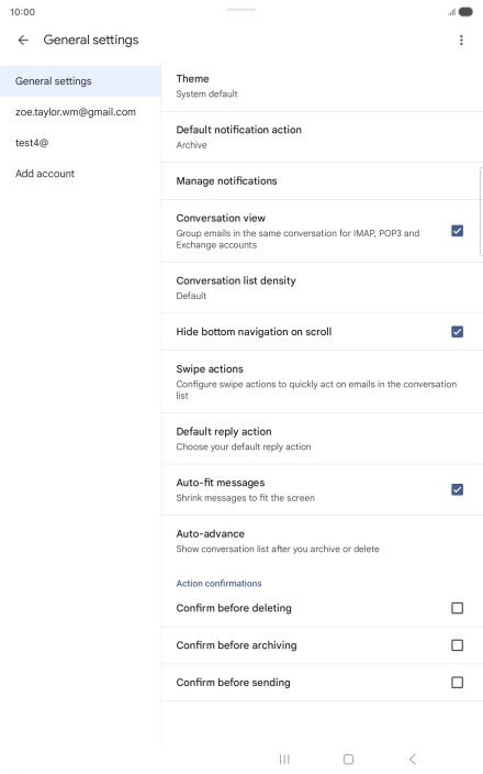 Press the required email account.