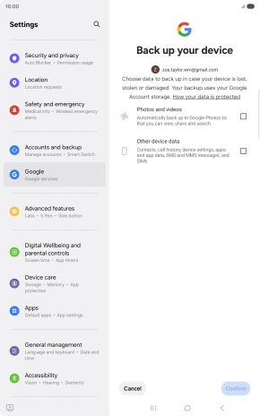 Press the fields next to the required data types to select them.