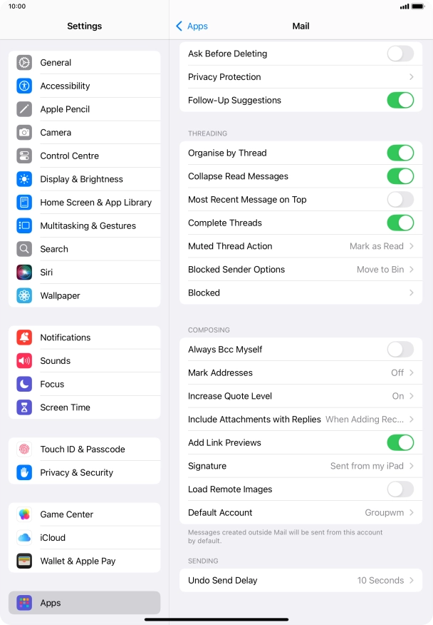 Press Default Account.