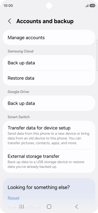 Press Manage accounts.