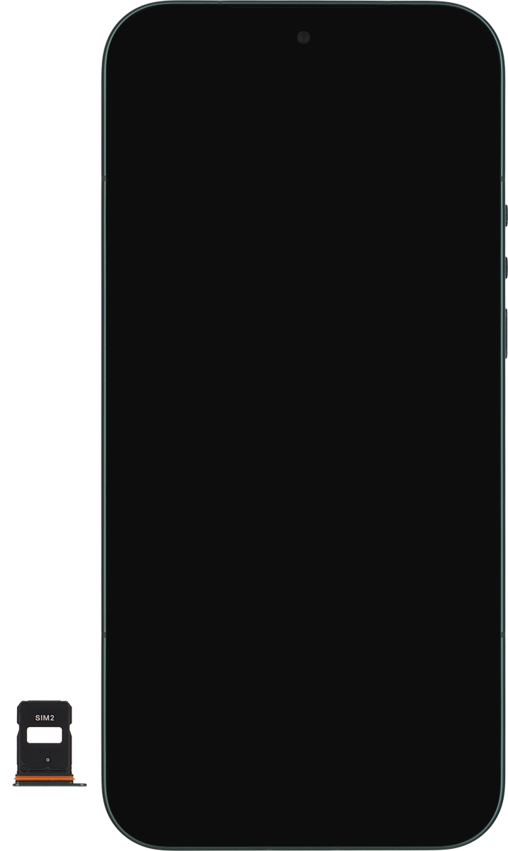 Gira la tarjeta SIM de modo que la esquina biselada de la tarjeta coincida con la esquina biselada del segundo contenedor. A continuación insértala en el contenedor.