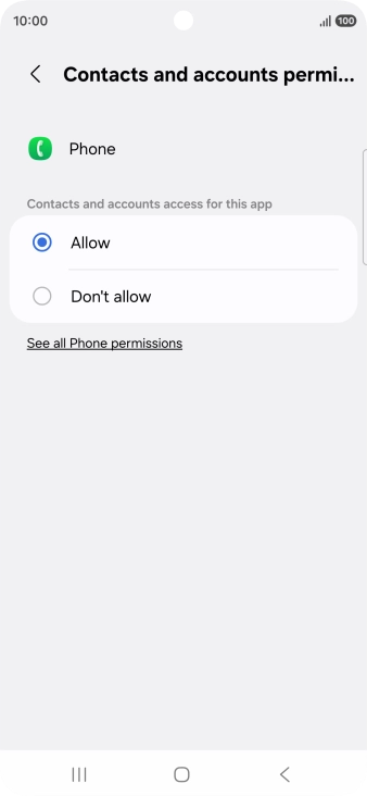 Press the required setting.