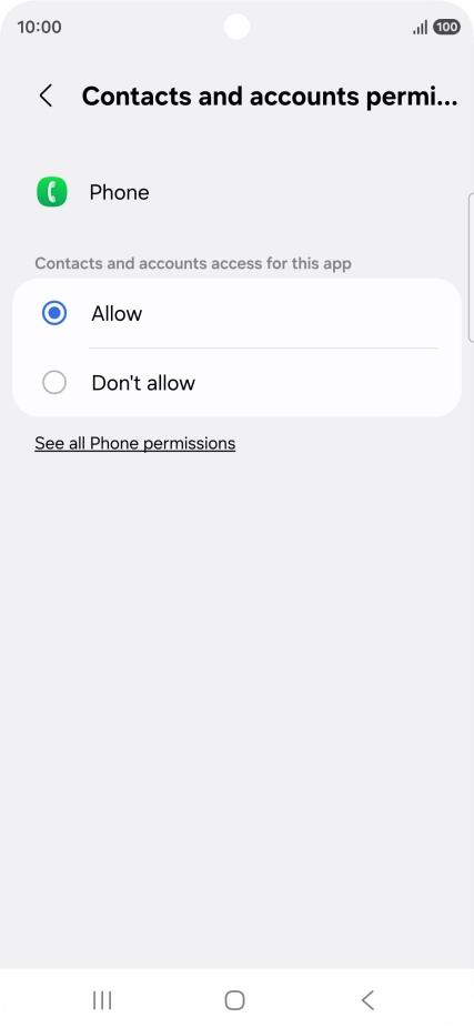 Press the required setting.