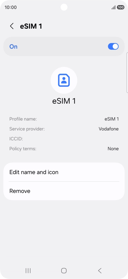 Press Remove and follow the instructions on the screen to delete your eSIM.