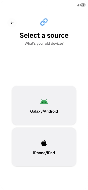 Press the required setting and follow the instructions on the screen to transfer the content from another phone.