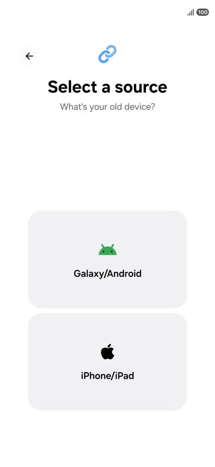 Press the required setting and follow the instructions on the screen to transfer the content from another phone.