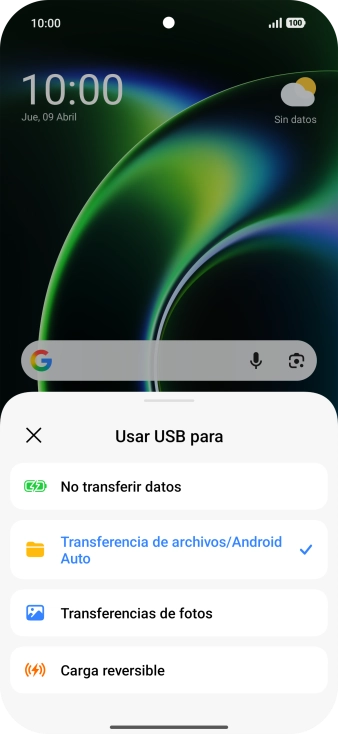 Pulsa Transferencia de archivos/Android Auto.