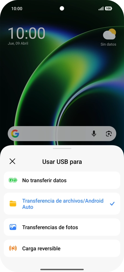 Pulsa Transferencia de archivos/Android Auto.