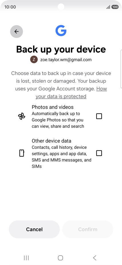 Press the fields next to the required data types to select them.