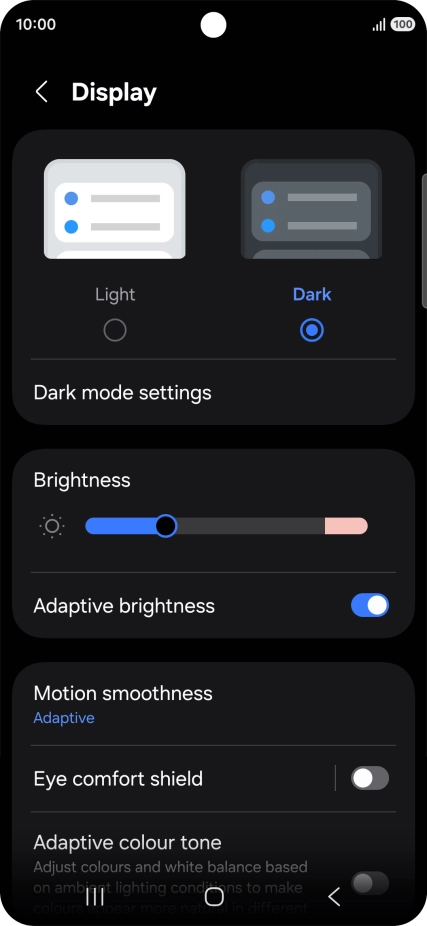Press Dark mode settings.