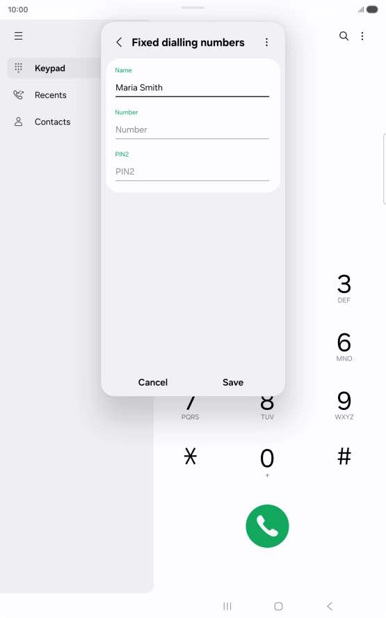 Press Number and key in the required phone number.