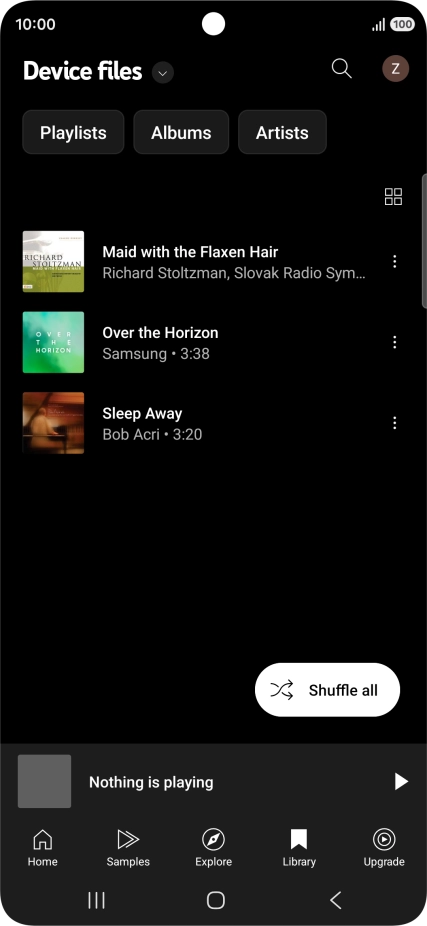 Press the required audio file.