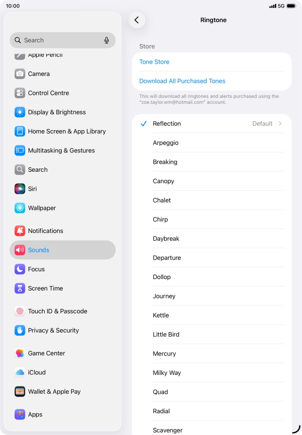 Press the required ring tones to hear them.