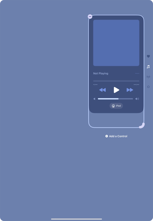 Press the remove icon on the required function to remove it from Control Centre. Press the remove icon on the required function to remove it from Control Centre.