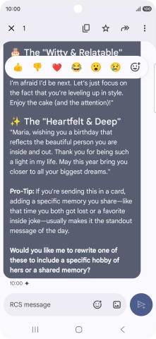 Press and hold the text suggestion from Gemini. Follow the instructions on the screen to use the text suggestion.