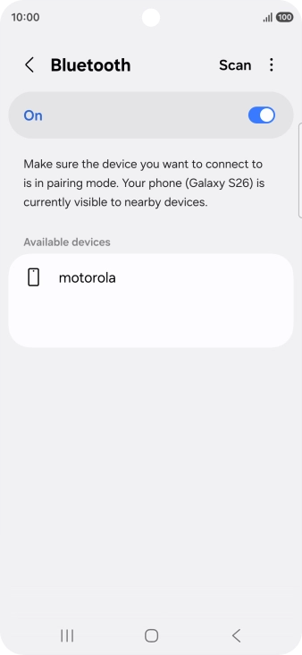 Press the required Bluetooth device and follow the instructions on the screen to pair the device with your phone.
