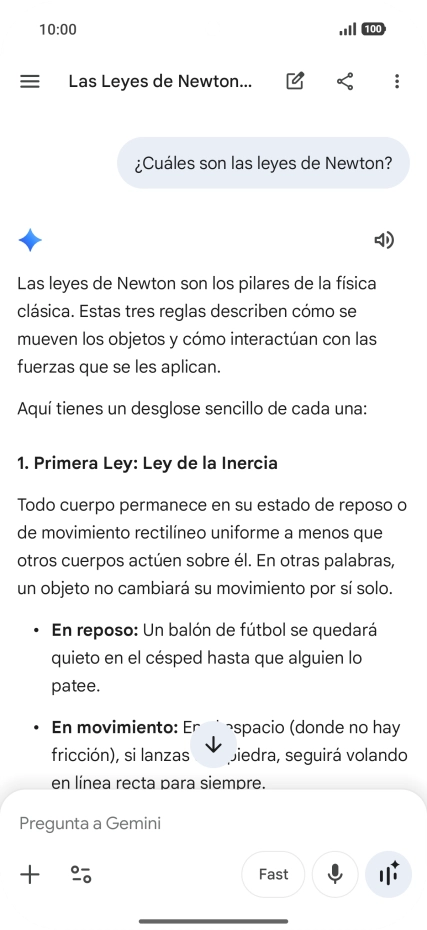La transcripción de la conversación con Gemini Live aparece ahora en la pantalla.