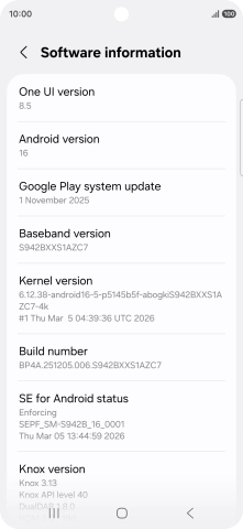 Your phone's software version is displayed below Android version.